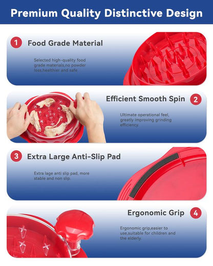 Chicken Shredder Tool Twist for Kitchen, Manual Chicken Breast Grinder Machine for Ground Food, Meat and Vegetables, Red