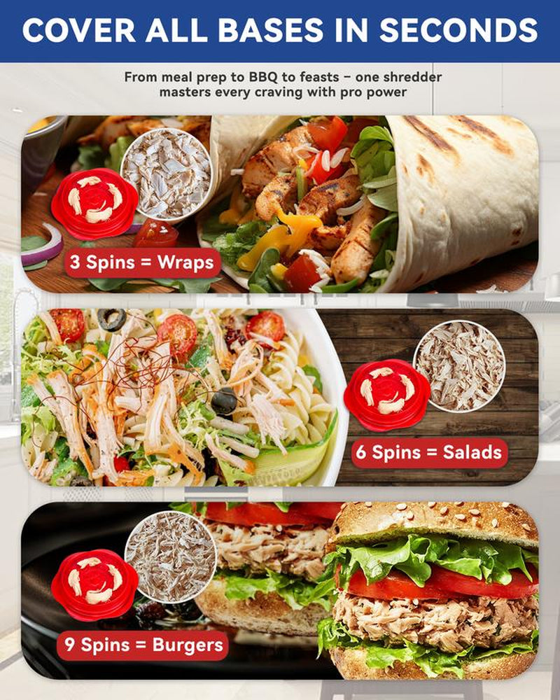 Chicken Shredder Tool Twist for Kitchen, Manual Chicken Breast Grinder Machine for Ground Food, Meat and Vegetables, Red