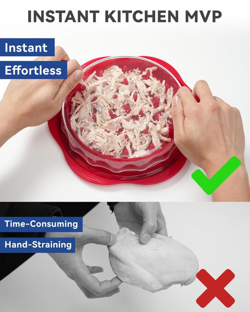 Chicken Shredder Tool Twist for Kitchen, Manual Chicken Breast Grinder Machine for Ground Food, Meat and Vegetables, Red