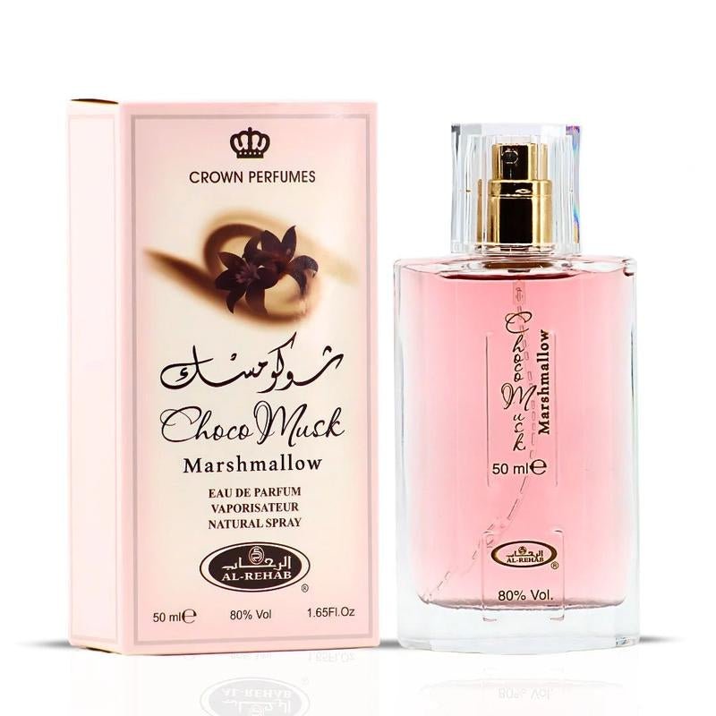 Choco Musk Marshmallow Eau De Parfum Spray 50ML (1.65 OZ) by Al Rehab | Strawberry Stuffed Marshmallows, Dusted with Cocoa Kisses - Jerome Retail Shop