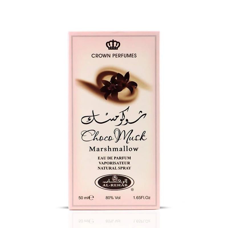 Choco Musk Marshmallow Eau De Parfum Spray 50ML (1.65 OZ) by Al Rehab | Strawberry Stuffed Marshmallows, Dusted with Cocoa Kisses - Jerome Retail Shop