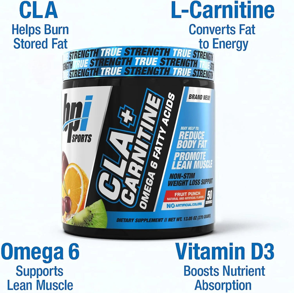 CLA + Carnitine Powder, Fruit Punch, 50 Servings, Weight Loss & Lean Muscle Support (12.34 Oz, 350G) - Jerome Retail Shop