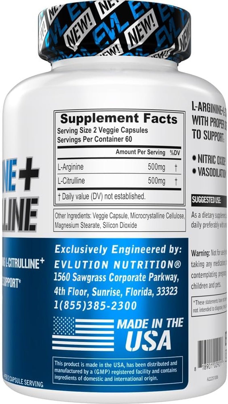 EVL L - Carnitine Supplement for Weight Loss Support - L Carnitine 500Mg Diet Pills for Weight Loss Lean Muscle Growth and Fat Burning Support with Stimulant Free L Tartrate - 120 Servings - Jerome Retail Shop