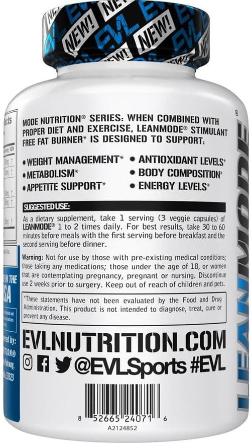 EVL Weight Loss Support Pills - Premium Multipurpose Appetite Metabolism and Fat Loss Support for Men and Women - Leanmode with Green Coffee Bean Extract CLA and Garcinia Cambogia - 50 Servings - Jerome Retail Shop
