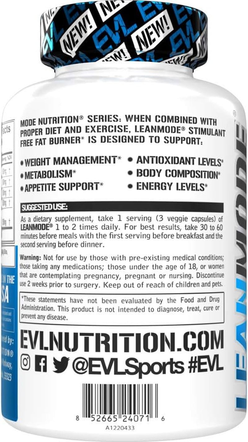 EVL Weight Loss Support Pills - Premium Multipurpose Appetite Metabolism and Fat Loss Support for Men and Women - Leanmode with Green Coffee Bean Extract CLA and Garcinia Cambogia - 50 Servings - Jerome Retail Shop