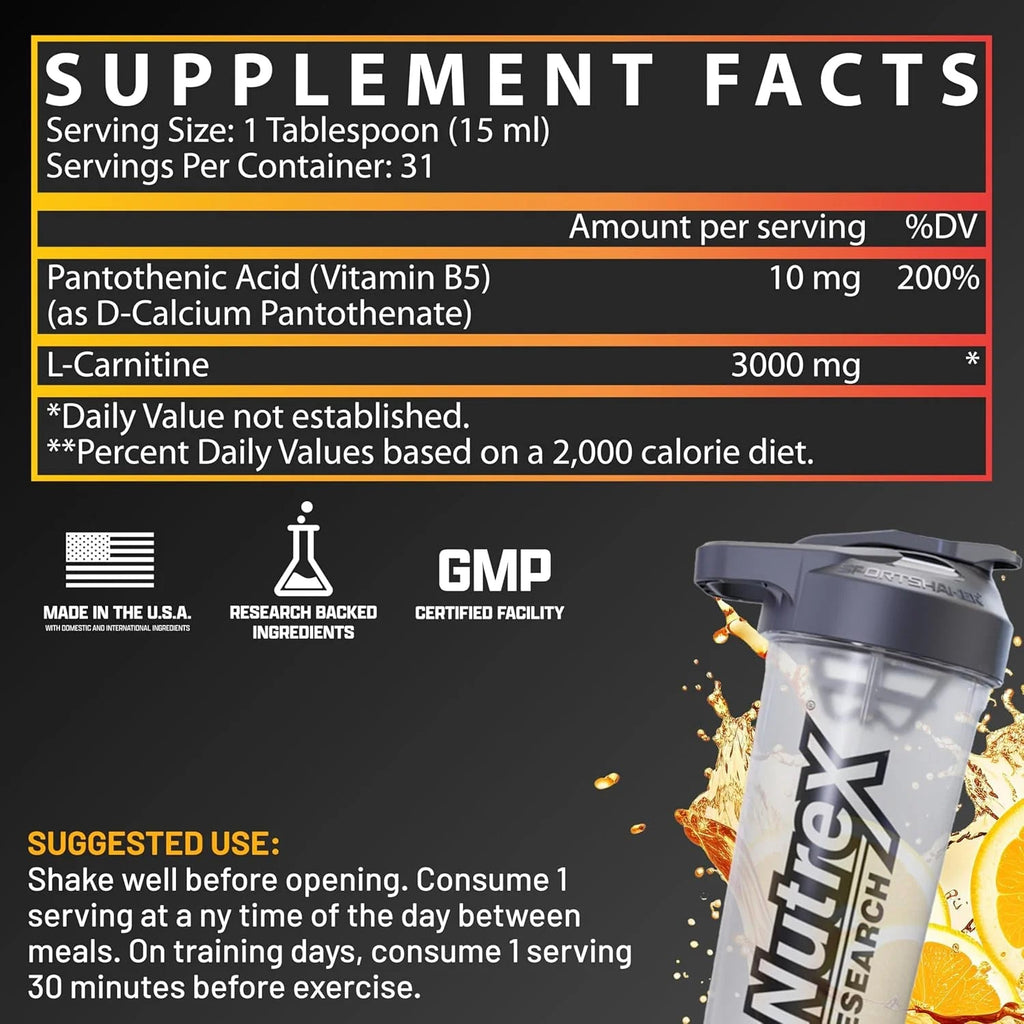 Nutrex Research Liquid Carnitine 3000 | Passionfruit Guava | Premium Liquid Carnitine, Stimulant Free - Jerome Retail Shop