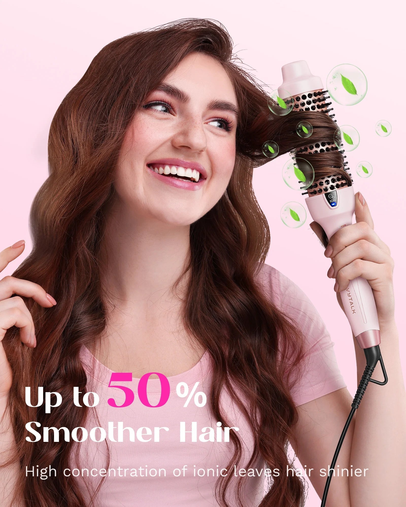 Thermal Brush for Blowout Look, 1 1/2 Inch Ionic Heated Nylon Brush Get Natural Curls, Pink - Jerome Retail Shop