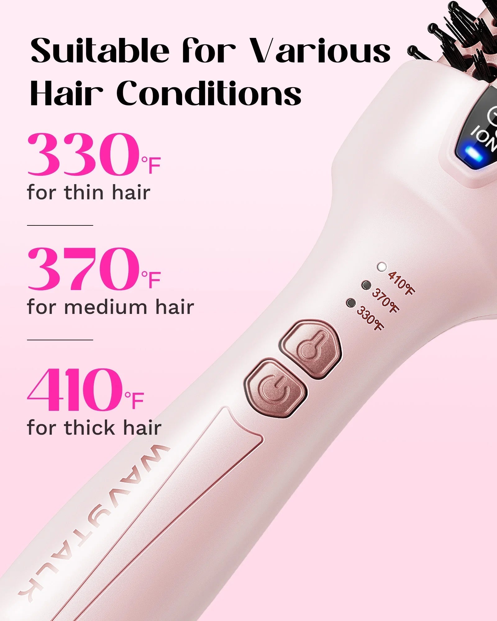 Thermal Brush for Blowout Look, 1 1/2 Inch Ionic Heated Nylon Brush Get Natural Curls, Pink - Jerome Retail Shop