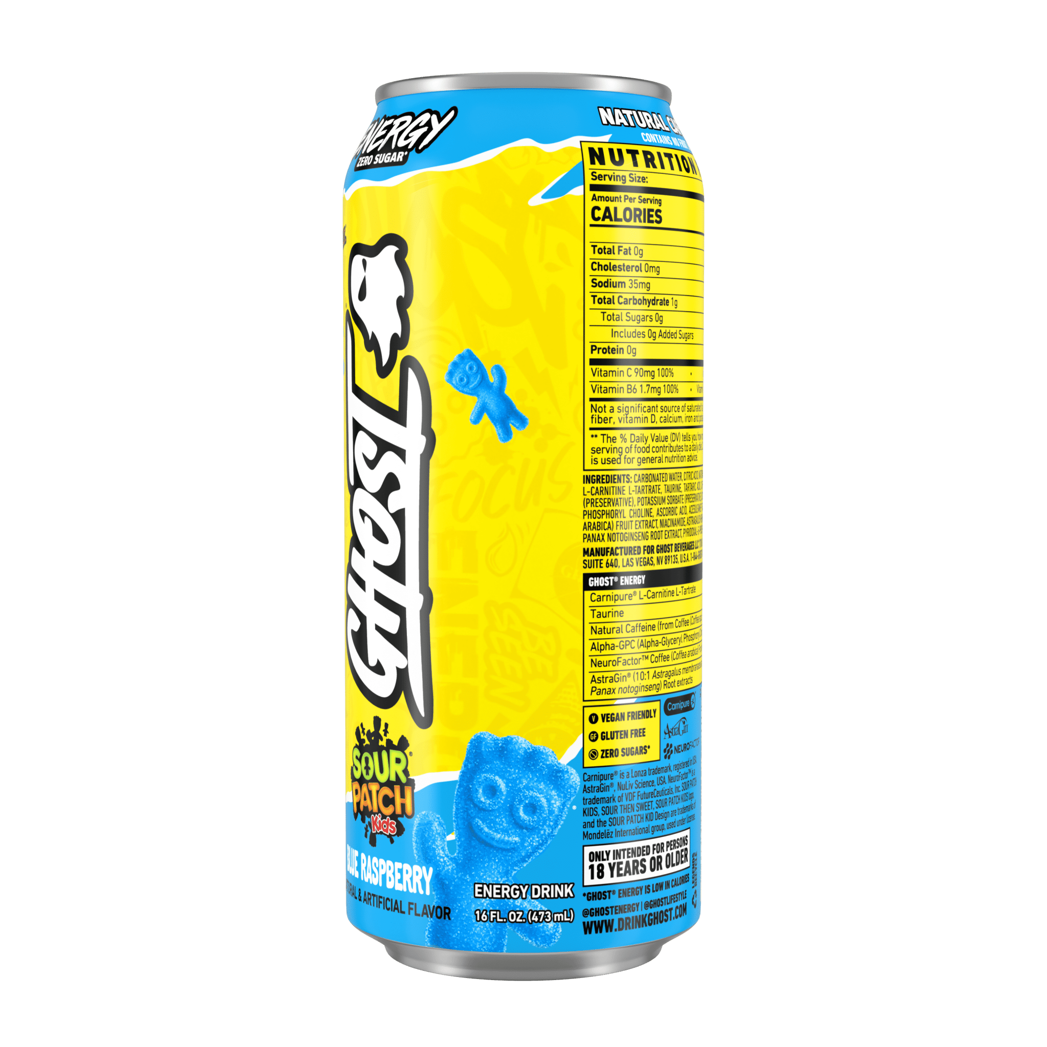 Zero Sugar Energy Drink, SOUR PATCH KIDS Blue Raspberry, 16 Oz Can, 12 Pk - Jerome Retail Shop