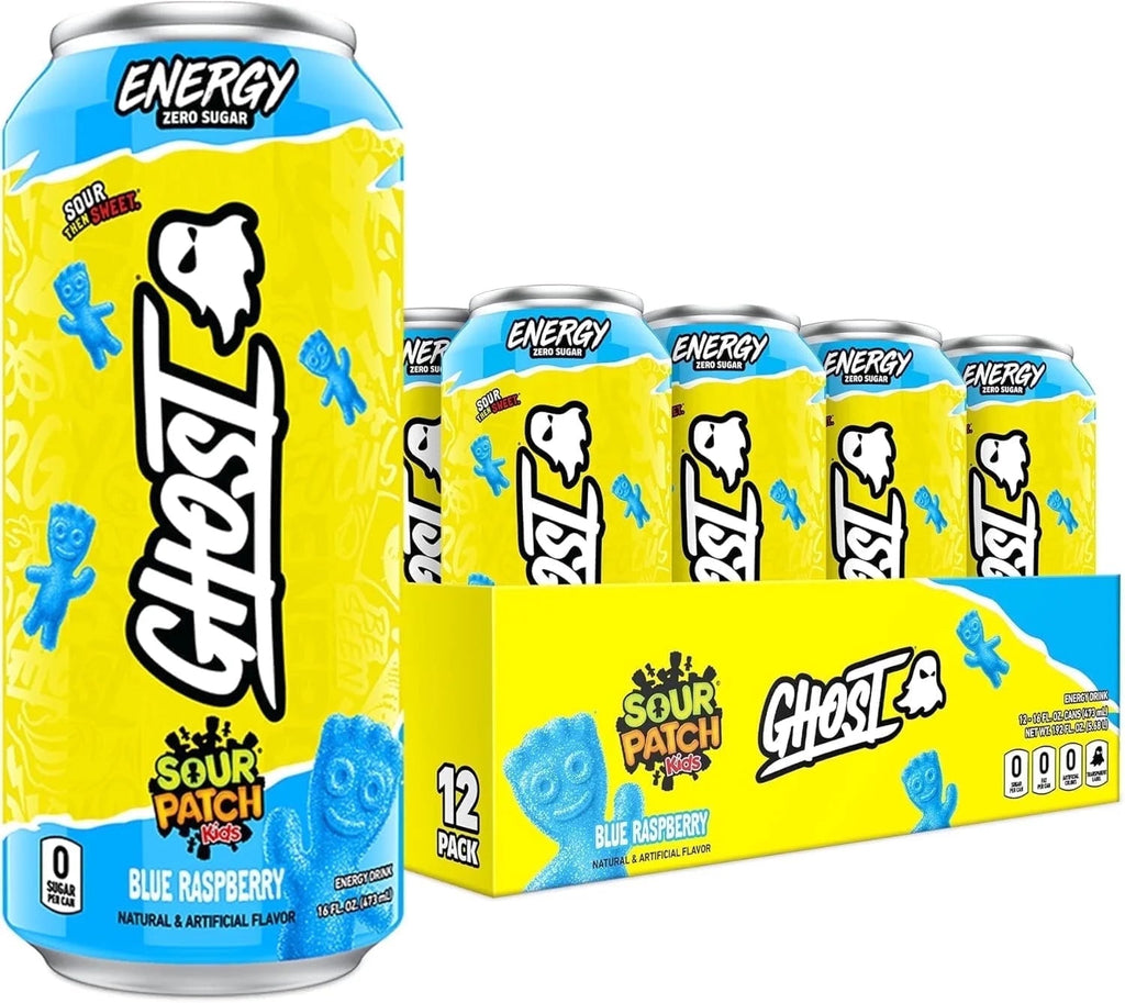 Zero Sugar Energy Drink, SOUR PATCH KIDS Blue Raspberry, 16 Oz Can, 12 Pk - Jerome Retail Shop