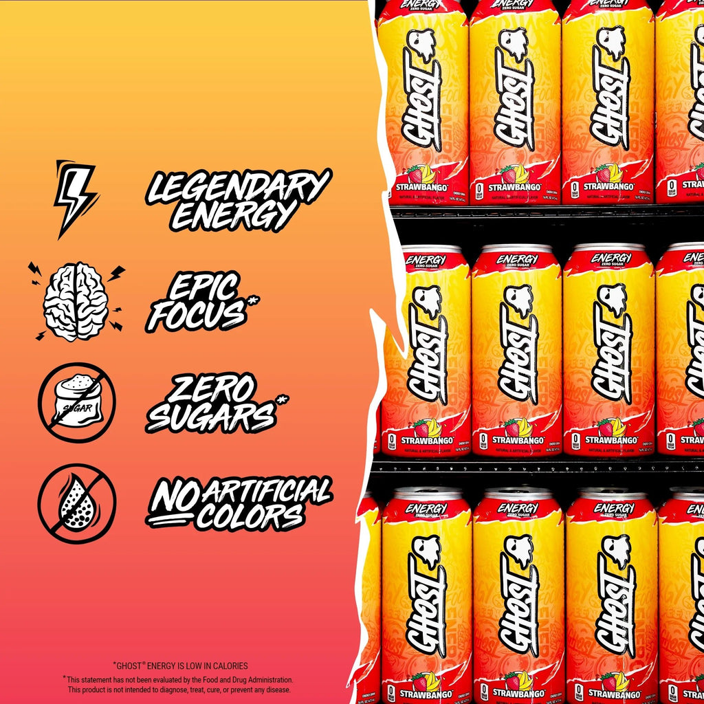 Zero Sugar Energy Drink, Strawbango, 16 Oz Can, 12 Pk - Jerome Retail Shop