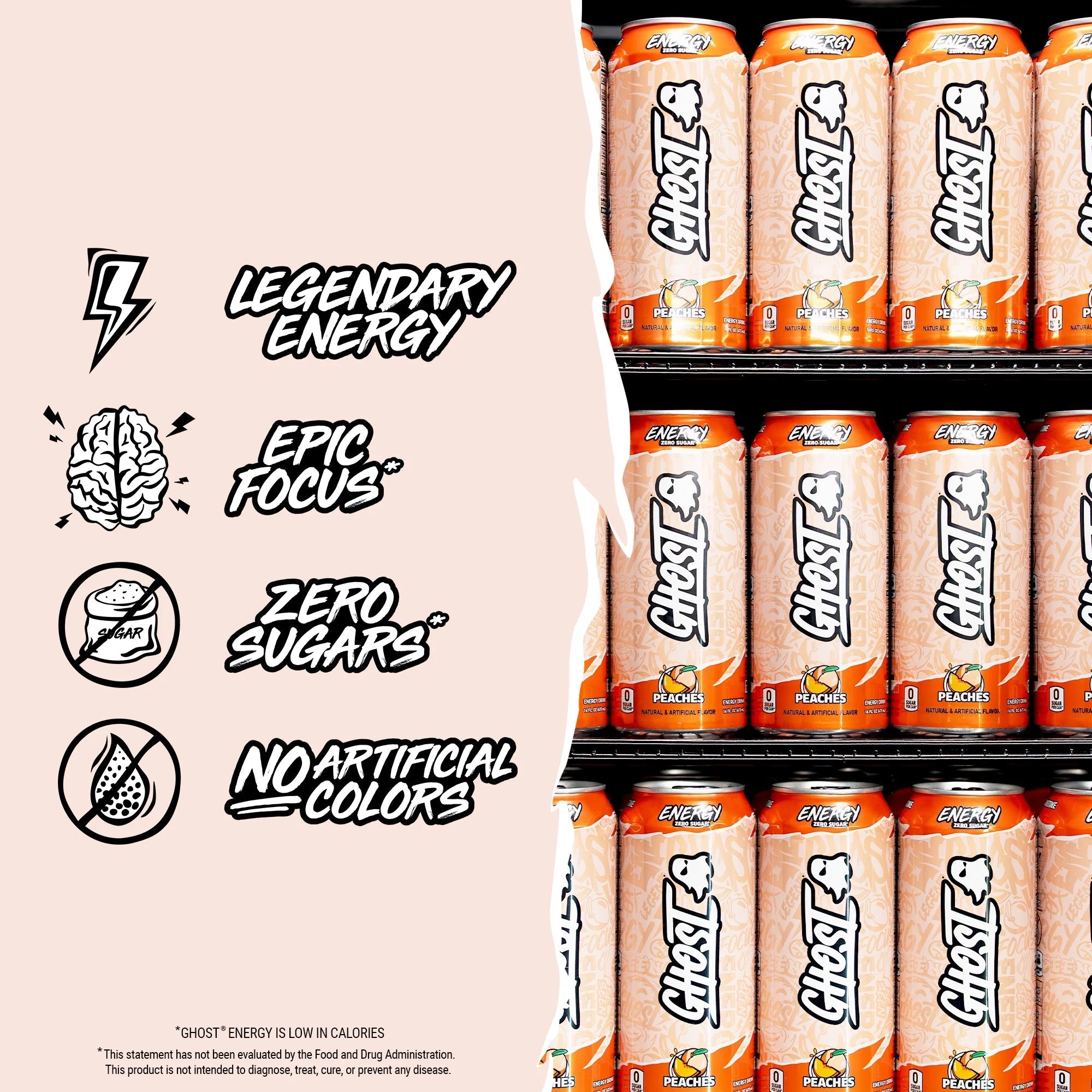 Zero Sugars Energy Drink, Peaches, 16 Oz Can, 12 Pk - Jerome Retail Shop