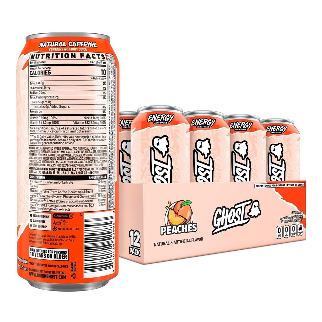 Zero Sugars Energy Drink, Peaches, 16 Oz Can, 12 Pk - Jerome Retail Shop