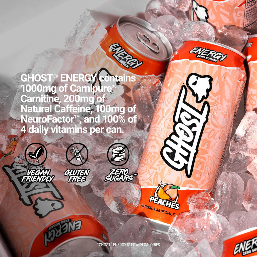 Zero Sugars Energy Drink, Peaches, 16 Oz Can, 12 Pk - Jerome Retail Shop